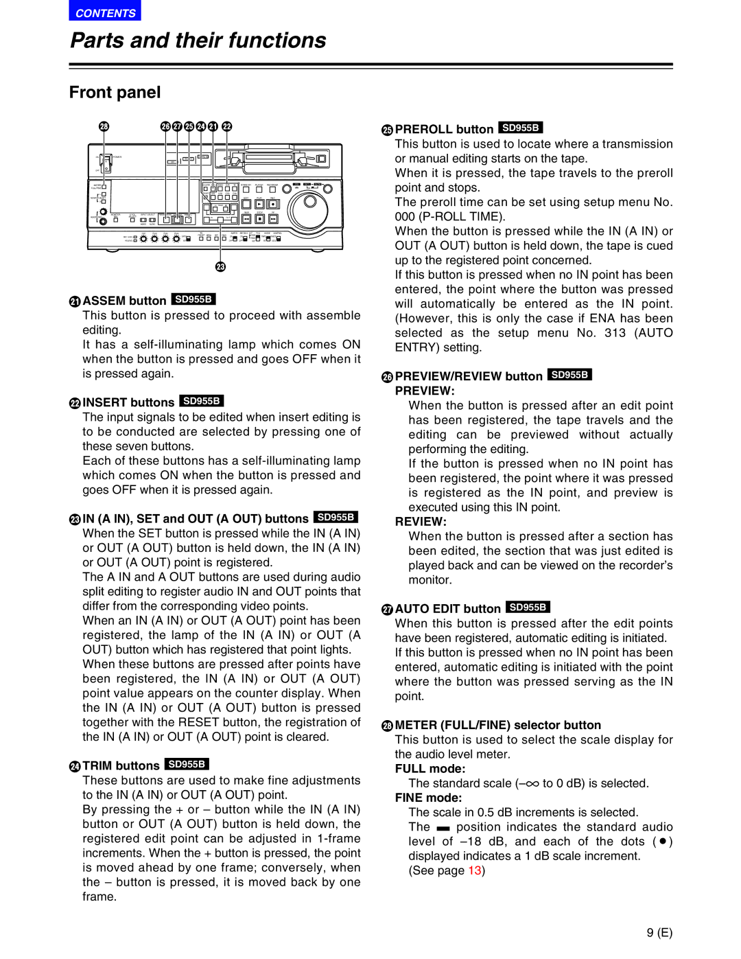 Panasonic AJ-SD955BE, AJ-SD930BE manual Preview, Review 