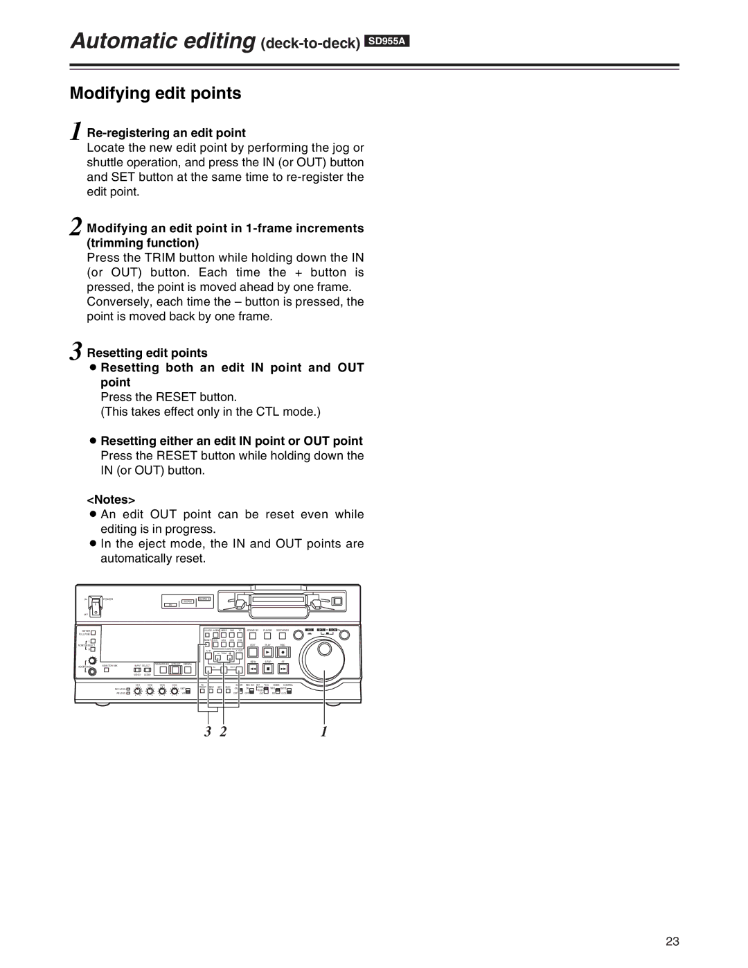 Panasonic AJ-SD930, AJ-SD955A manual Modifying edit points, Re-registering an edit point 