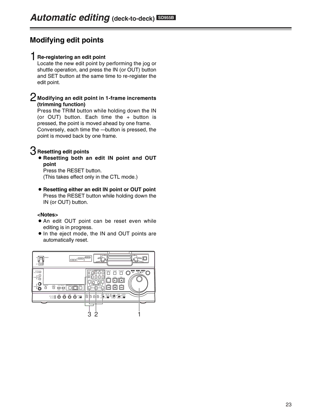 Panasonic AJ-SD955Bp manual Modifying edit points, Re-registering an edit point 