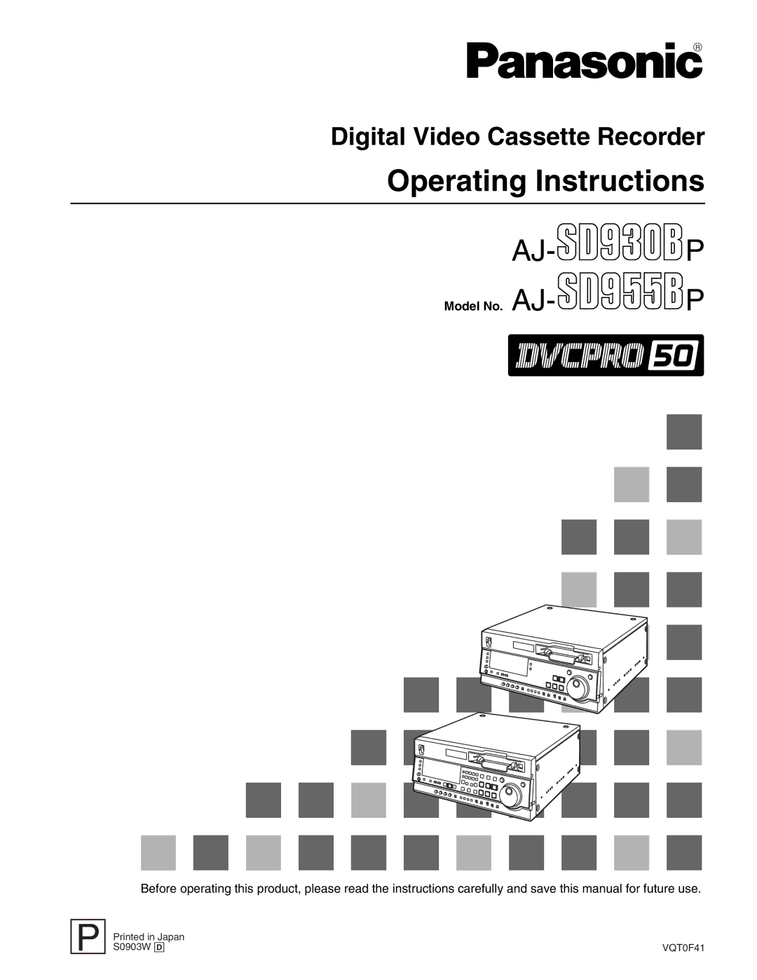 Panasonic AJ-SD955Bp manual Operating Instructions, Model No. AJ- P 