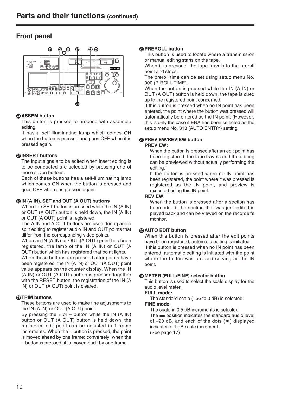 Panasonic AJ-SD965 manual Preview, Review 