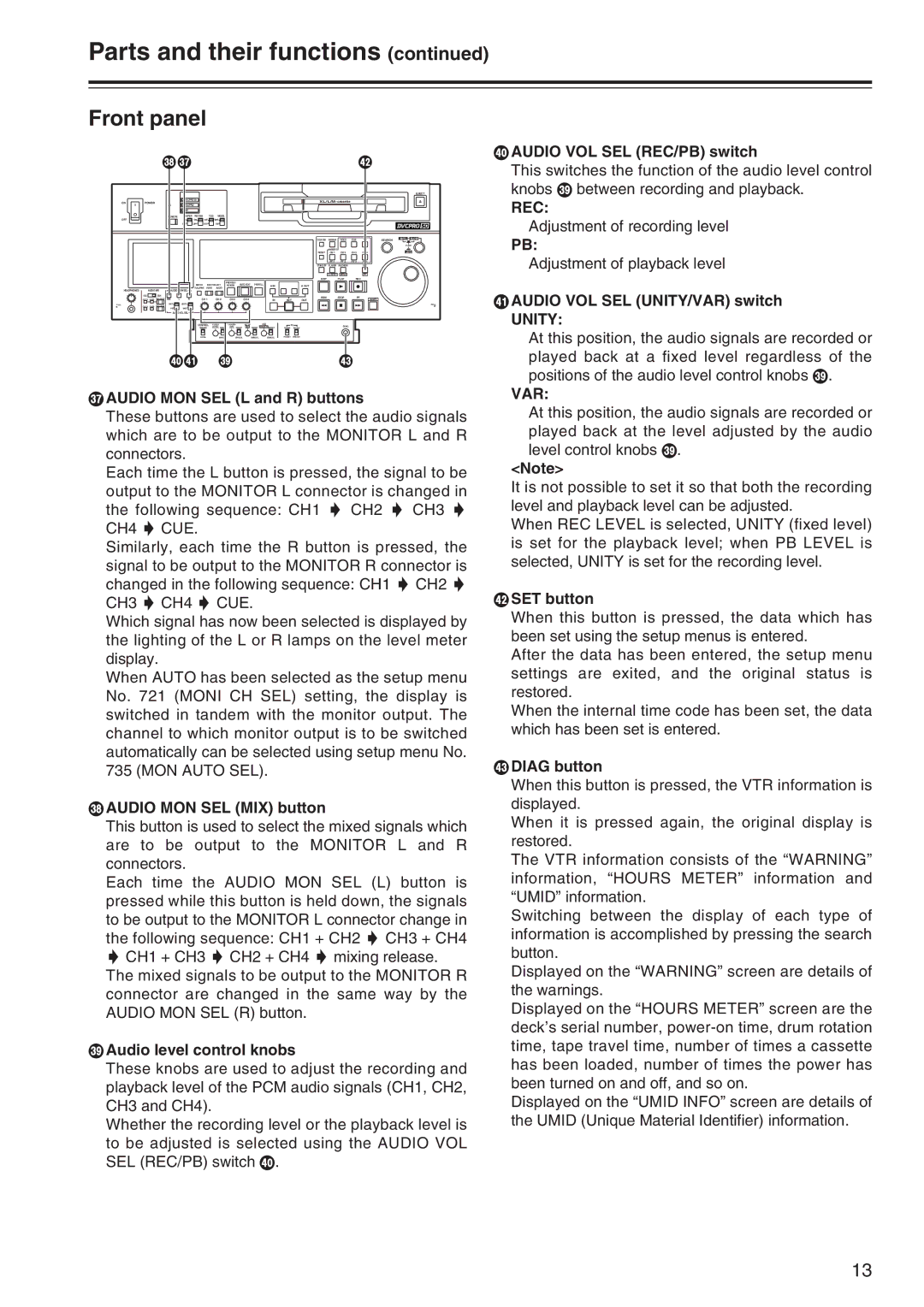 Panasonic AJ-SD965 manual Rec, Unity, Var 