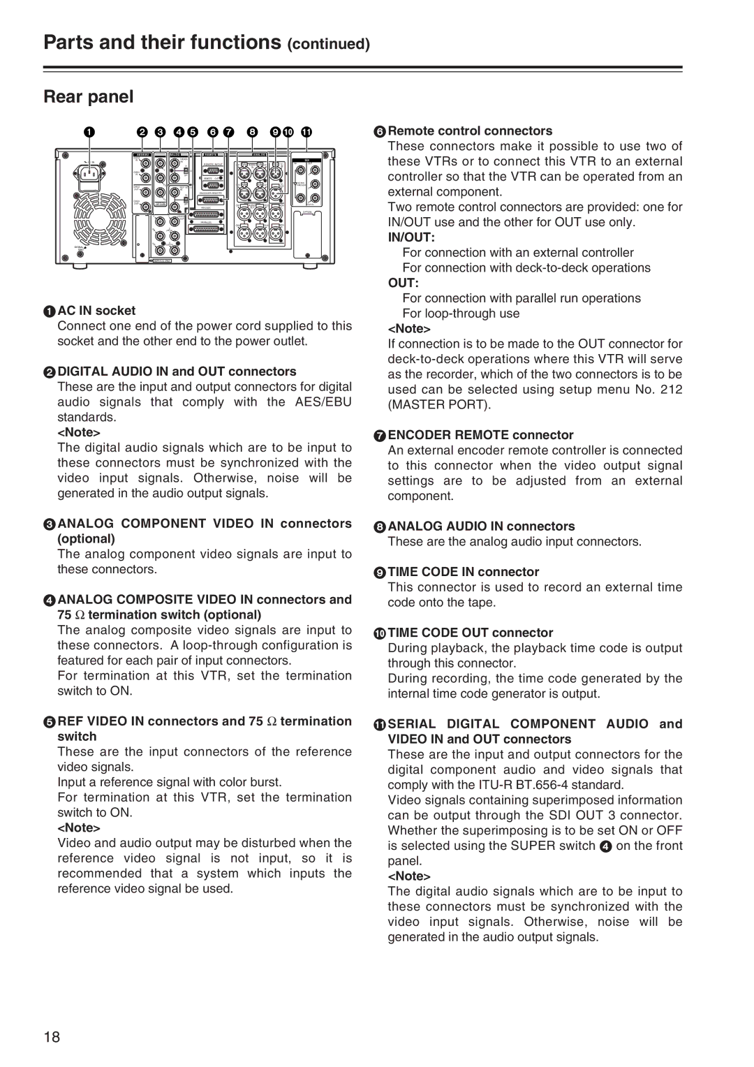 Panasonic AJ-SD965 manual Rear panel, In/Out 