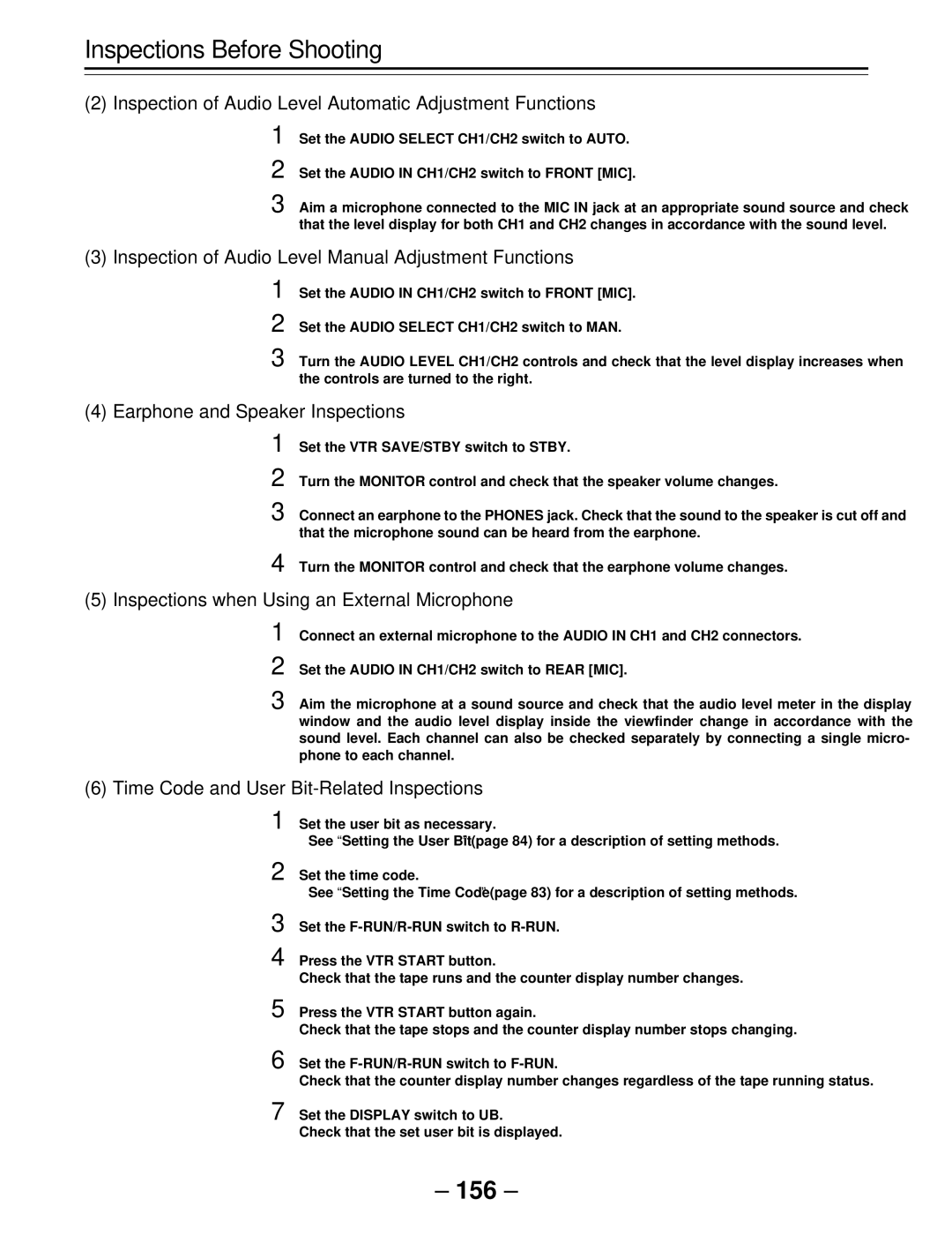 Panasonic AJ-SDC915 Inspection of Audio Level Automatic Adjustment Functions, Earphone and Speaker Inspections 