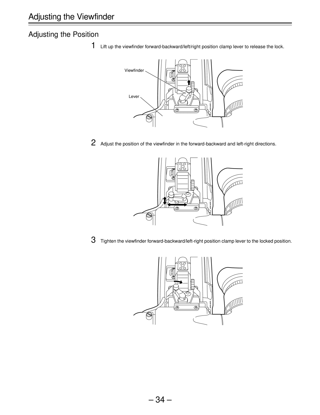 Panasonic AJ-SDC915 operating instructions Adjusting the Viewfinder, Adjusting the Position 