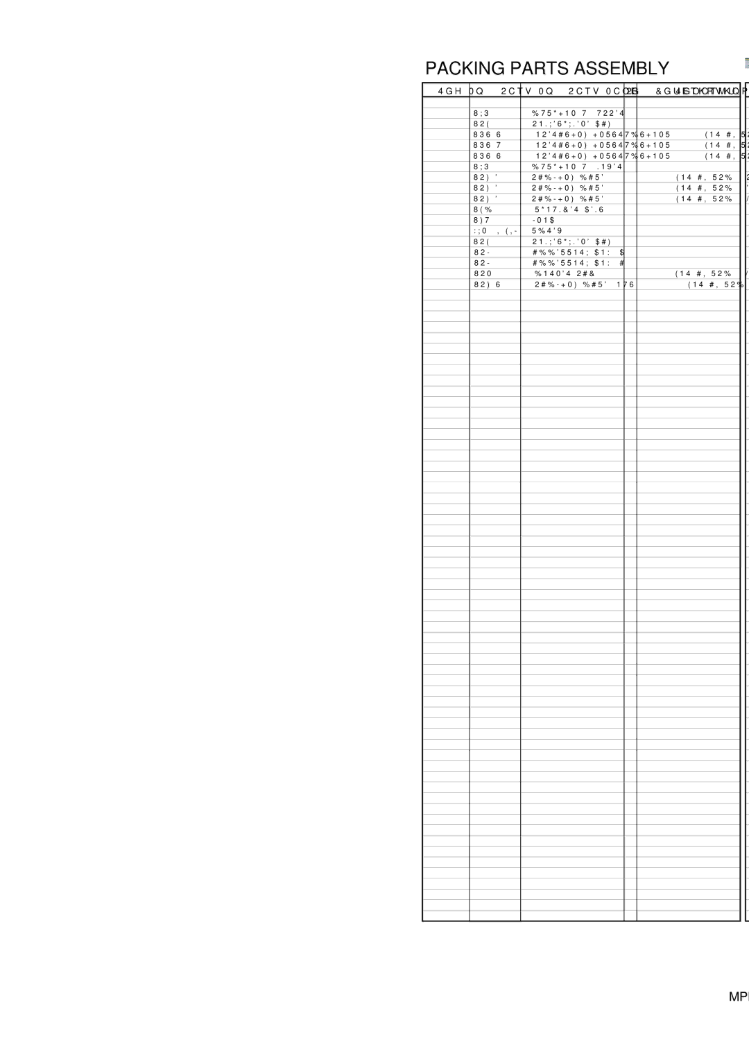 Panasonic AJ-SPC700E, AJ-SPC700MC manual Packing Parts Assembly 