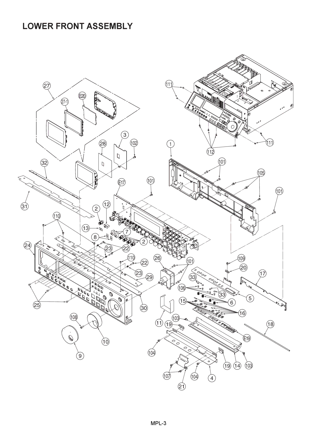 Panasonic AJ-SPD850E, AJ-SPD850MC manual Lower Front Assembly 