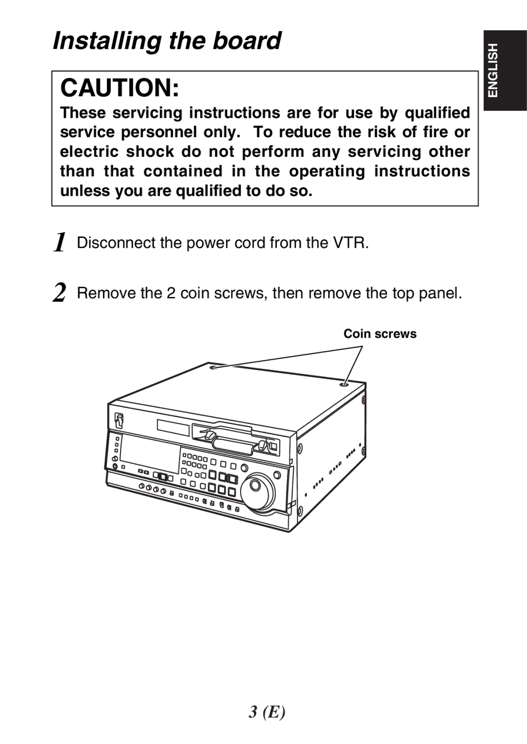 Panasonic AJ-YA931, AJ-YA932 operating instructions Installing the board 