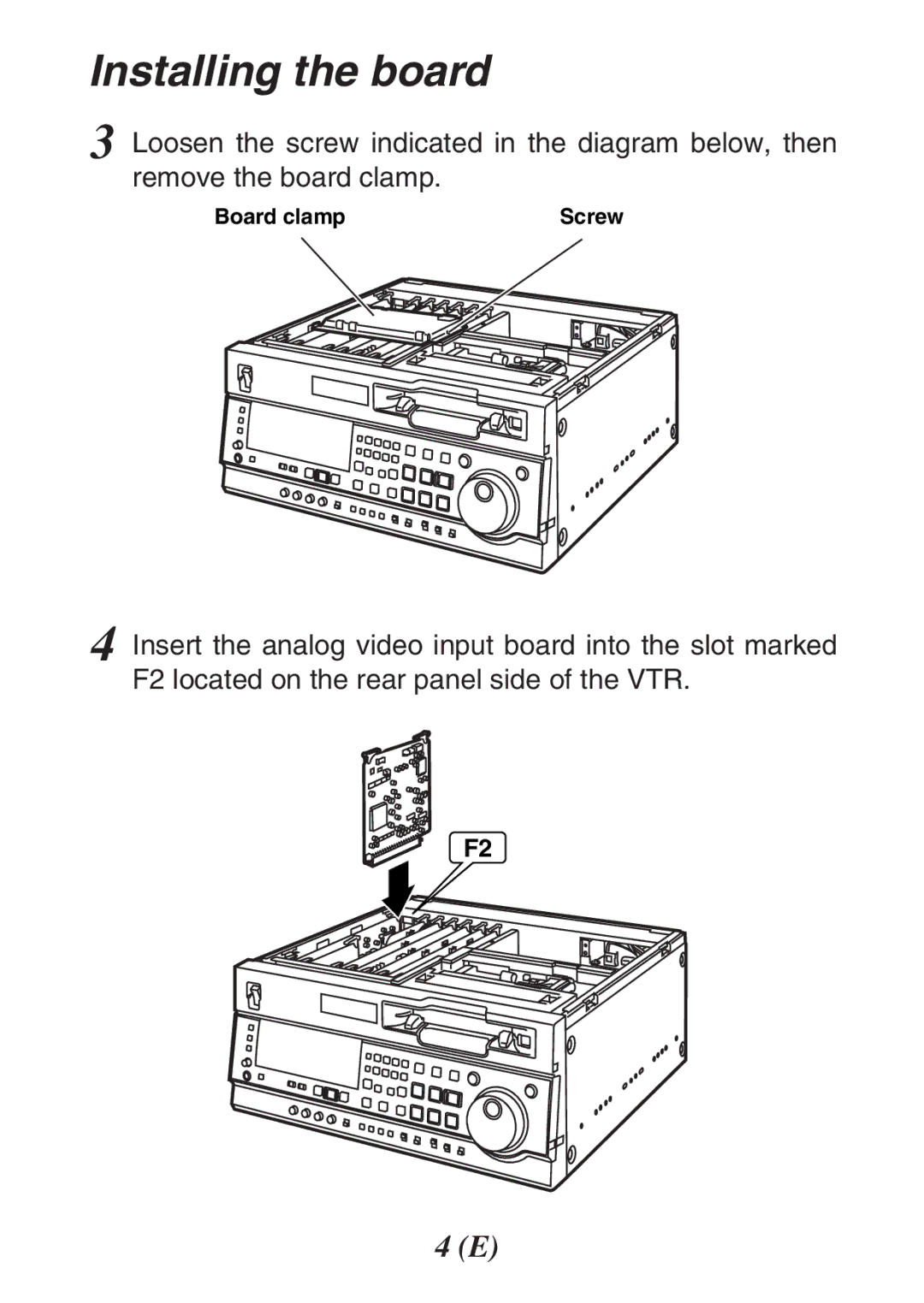 Panasonic AJ-YA932, AJ-YA931 operating instructions Installing the board 