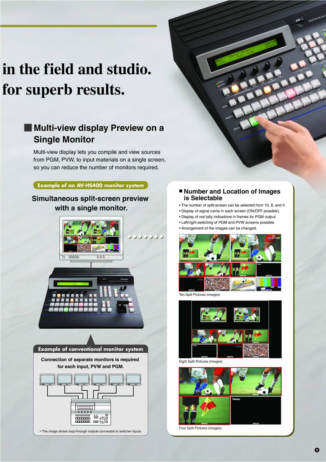 Panasonic AK-HC1500 manual Multi-view display Preview on a Single Monitor, Number and Location of Images is Selectable 