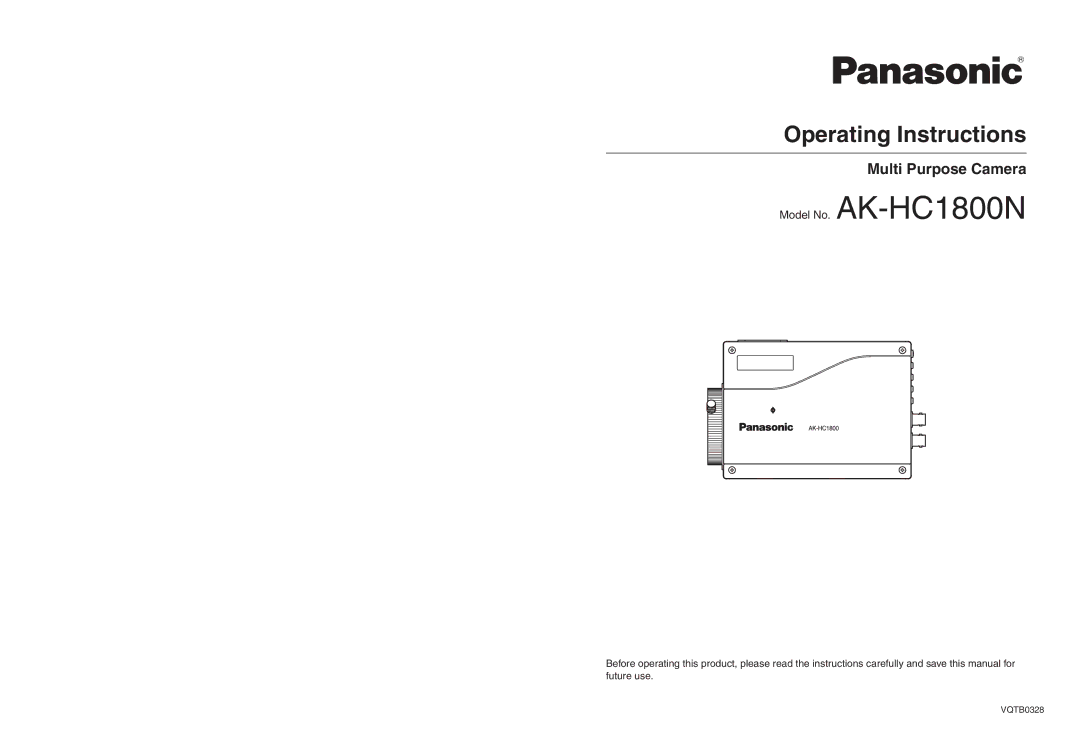 Panasonic AK-HC1800N operating instructions Operating Instructions, Multi Purpose Camera 