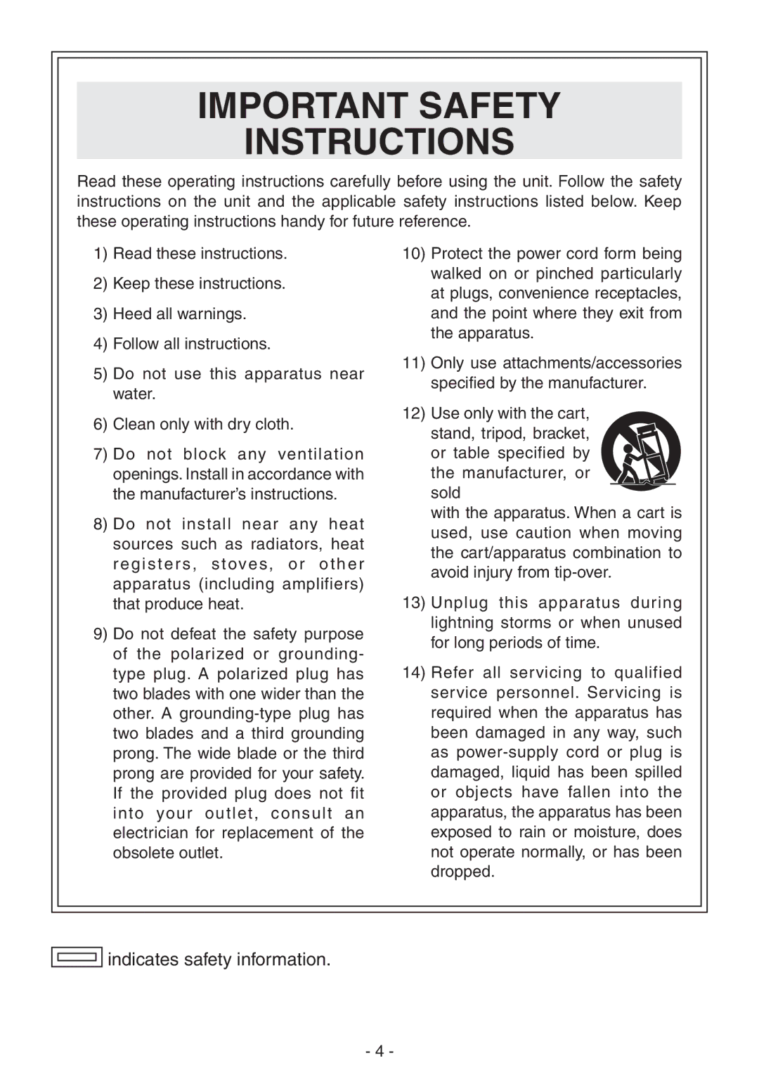 Panasonic AK-HC1800N operating instructions Important Safety Instructions 