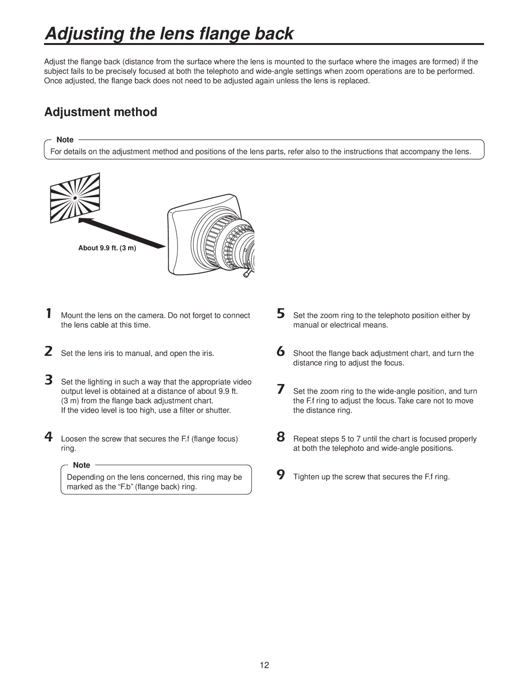 Panasonic AK-HC3500P operating instructions Adjusting the lens flange back, Adjustment method 