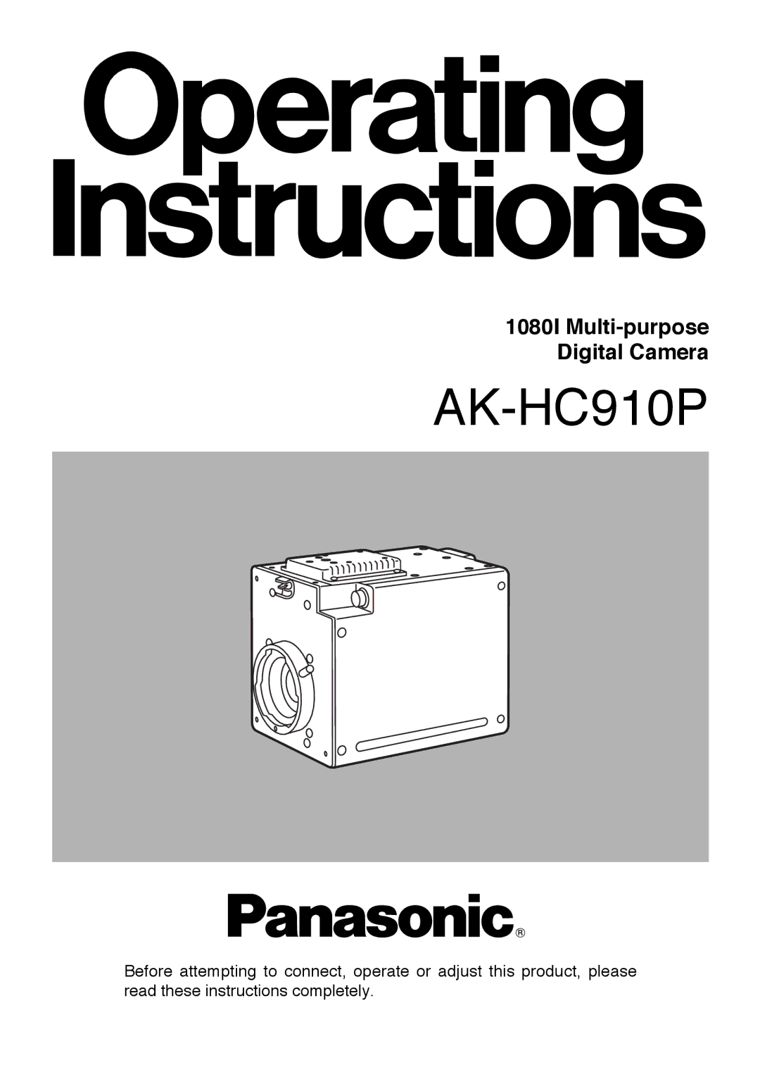 Panasonic AK-HC910P manual 1080I Multi-purpose Digital Camera 