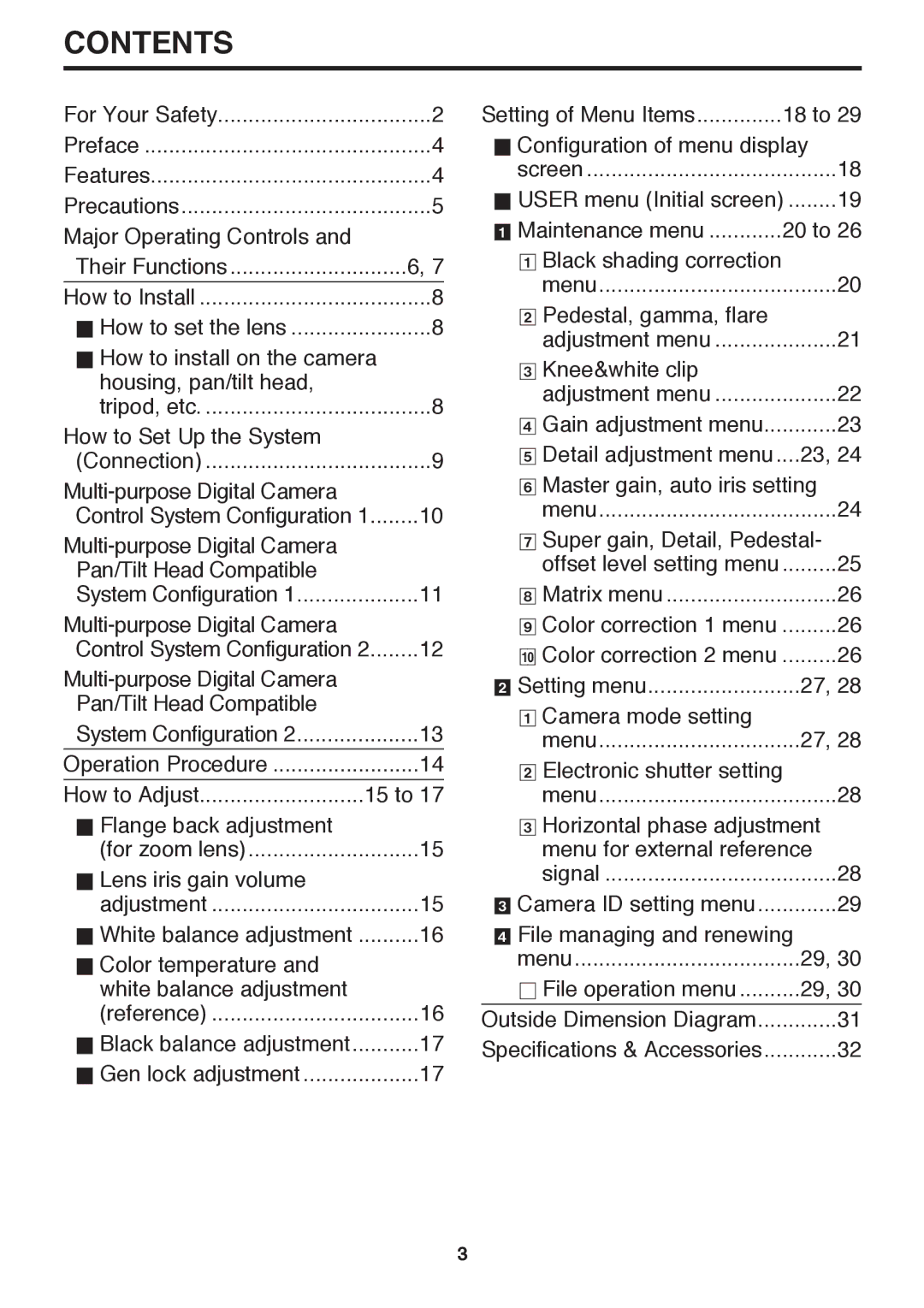 Panasonic AK-HC910P manual Contents 