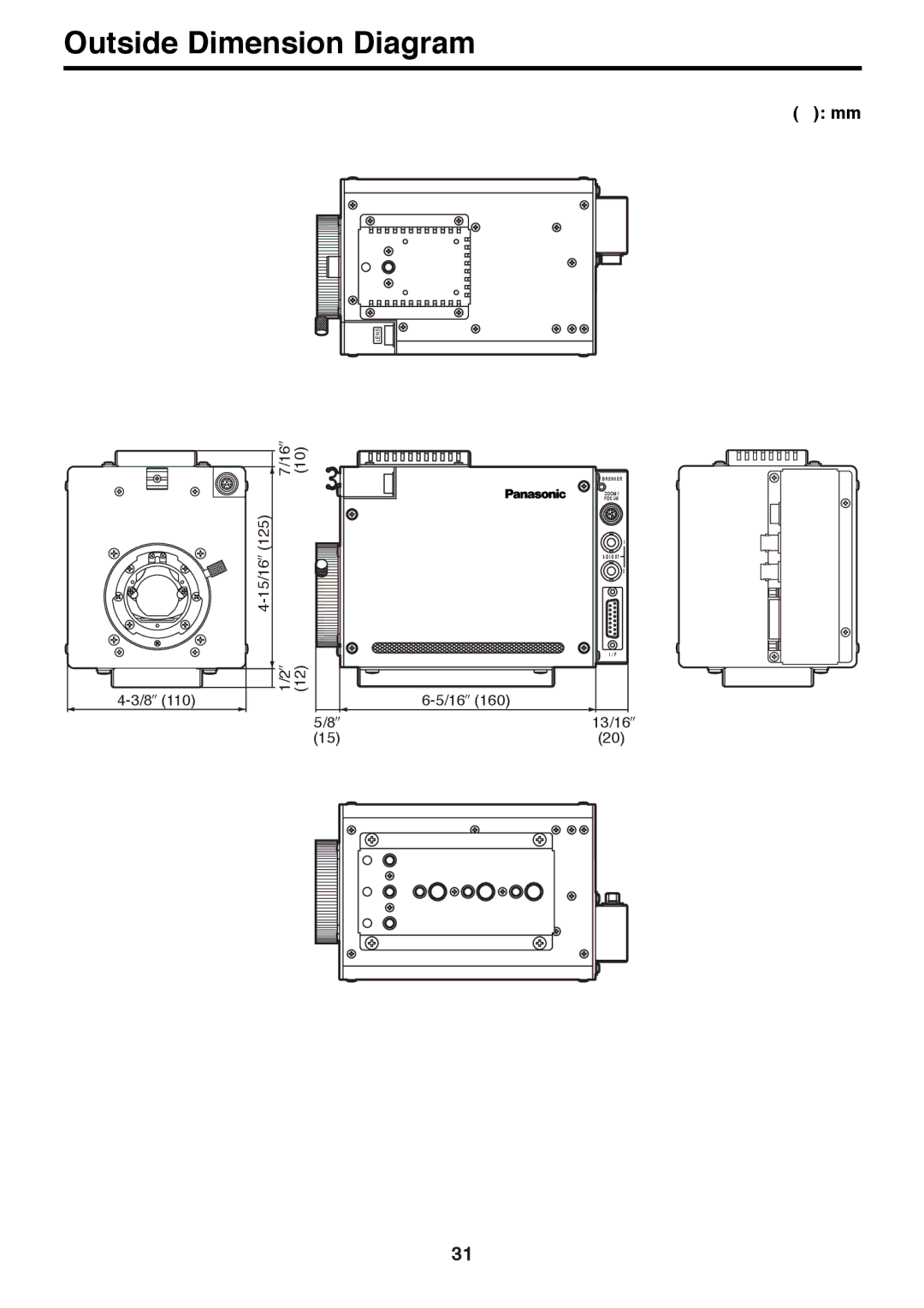 Panasonic AK-HC910P manual Outside Dimension Diagram 