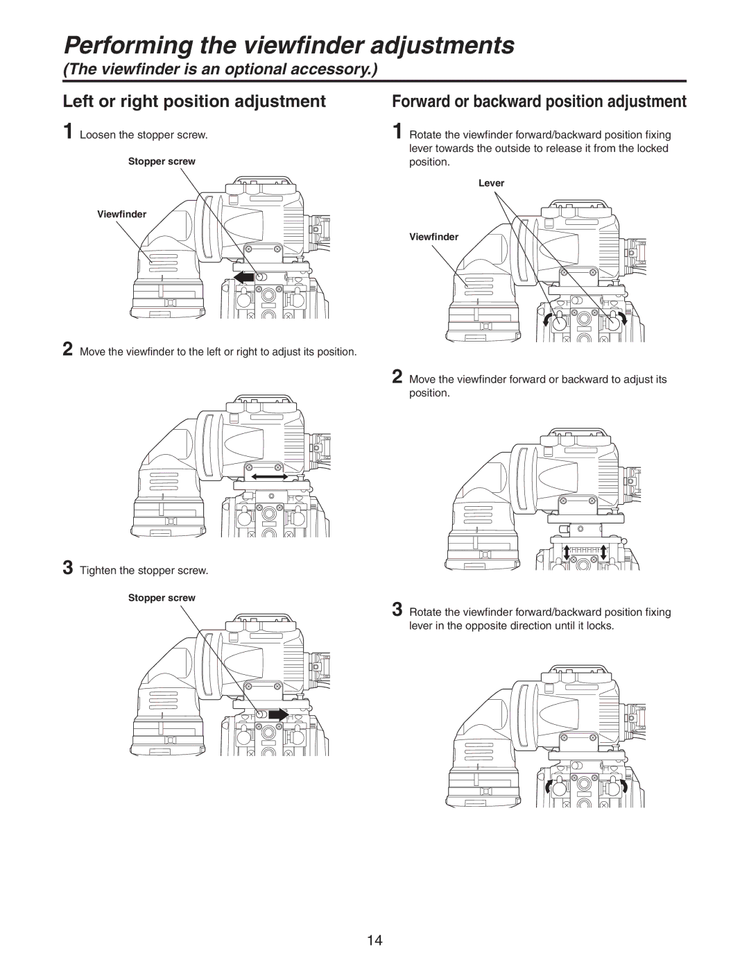 Panasonic AK-HC931BP manual Left or right position adjustment, Forward or backward position adjustment 