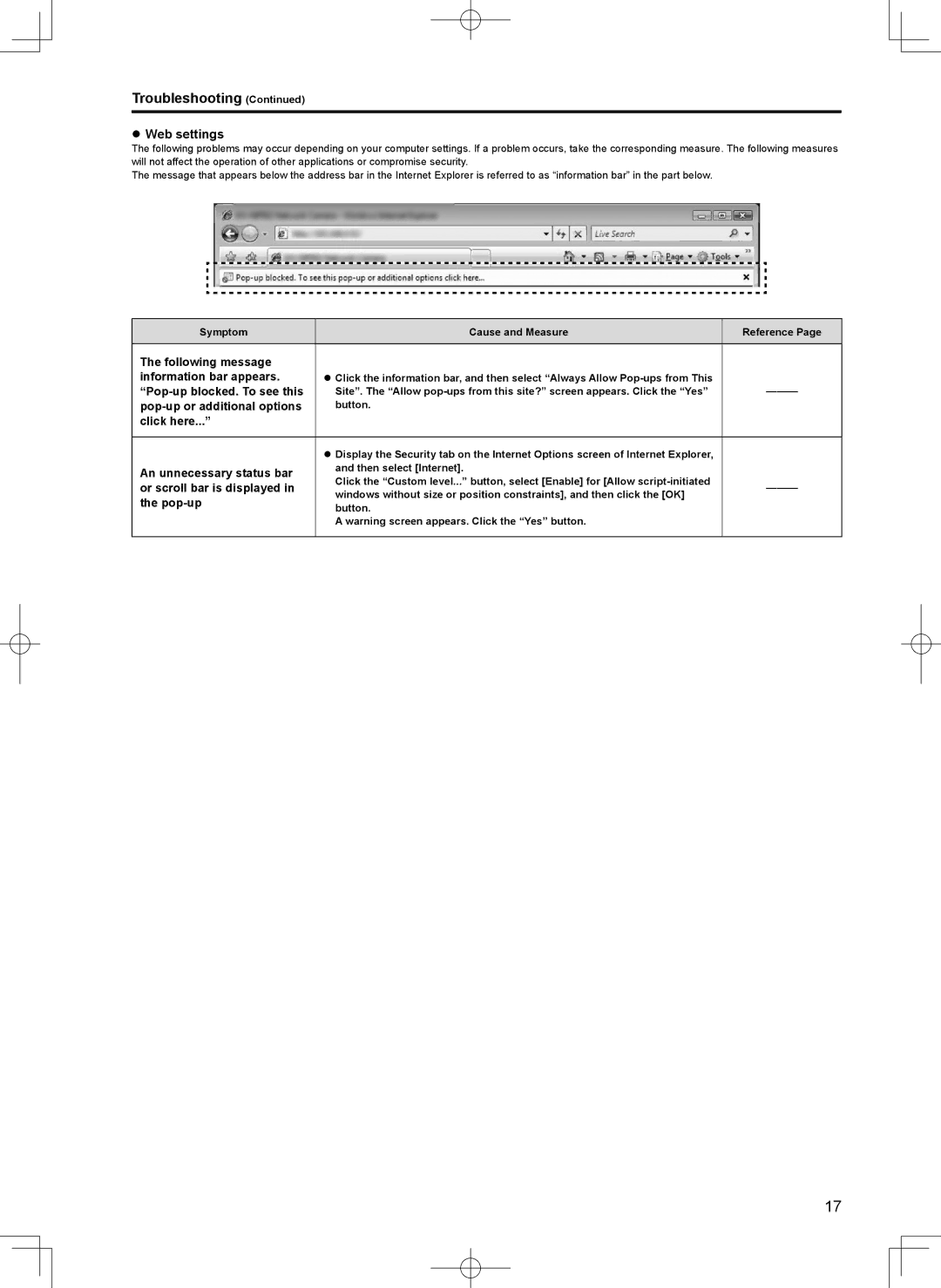 Panasonic AK-HCU200PS, AK-HCU200ES operating instructions ZzWeb settings 