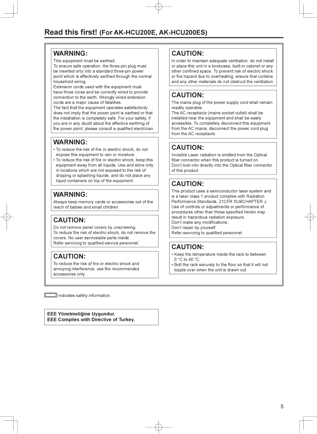 Panasonic AK-HCU200PS operating instructions Read this first! For AK-HCU200E, AK-HCU200ES 