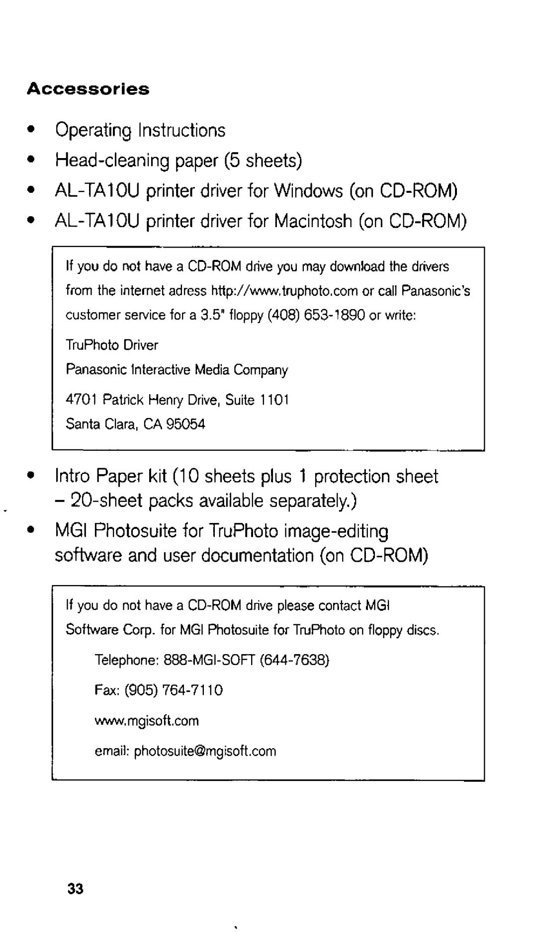 Panasonic AL-TA10U manual 