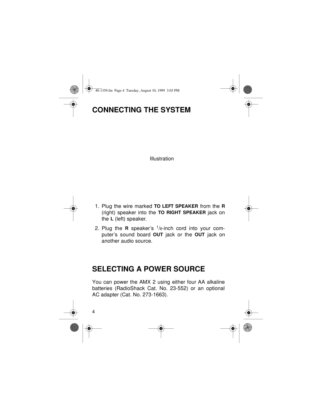 Panasonic AMX 2 owner manual Connecting the System, Selecting a Power Source 