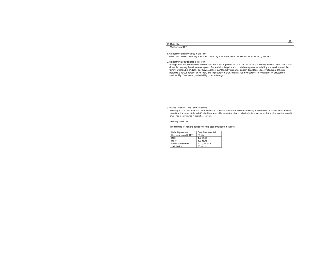 Panasonic ASCT1F46E manual Reliability in a Board Sense of the Term, Intrinsic Reliability and Reliability of Use 