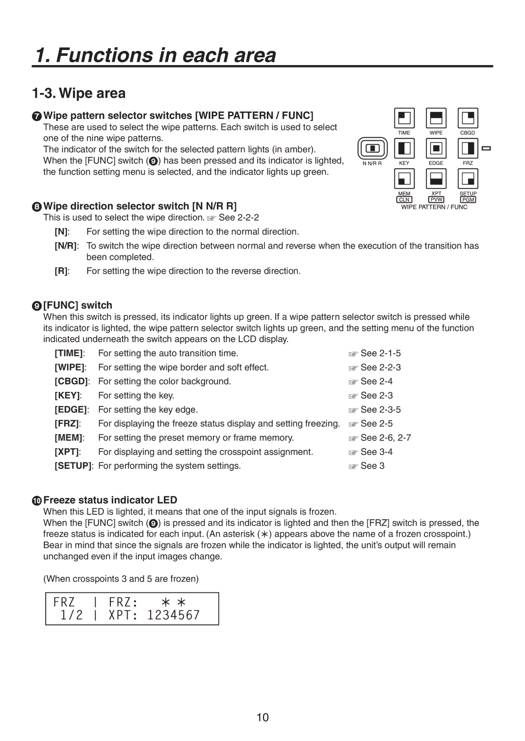 Panasonic AV-HS300G manual Wipe area, 3 