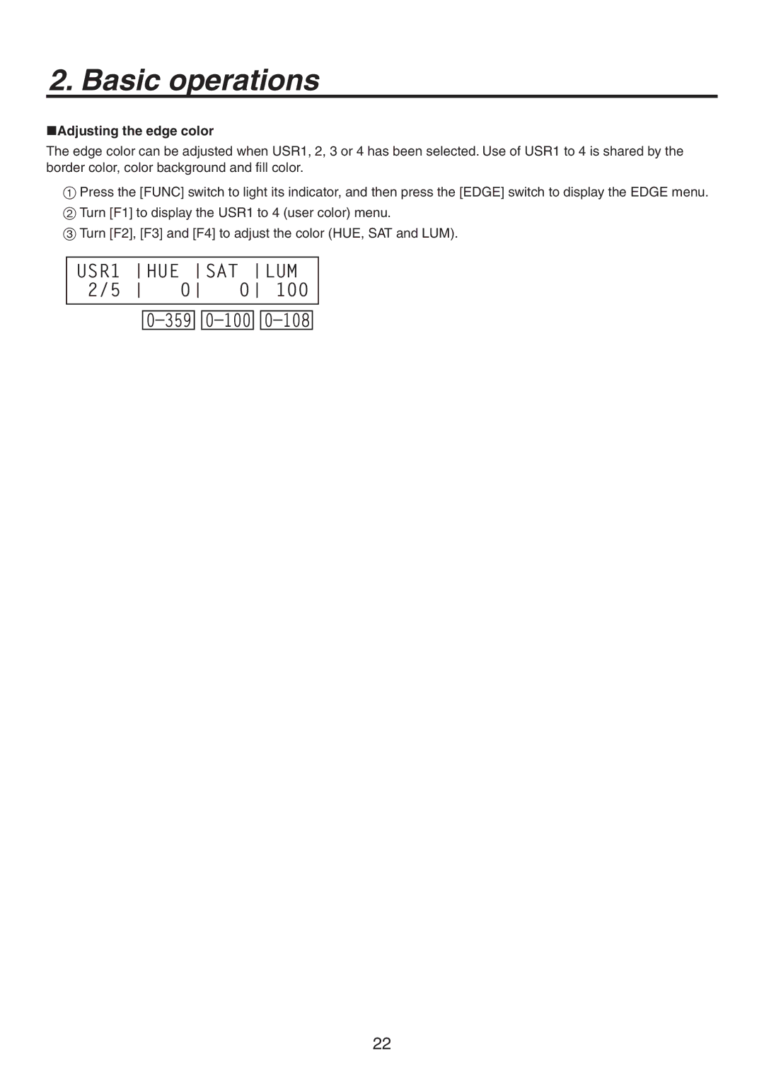 Panasonic AV-HS300G manual 643 6& 45 -6.     ‰ ‰ ‰, Adjusting the edge color 