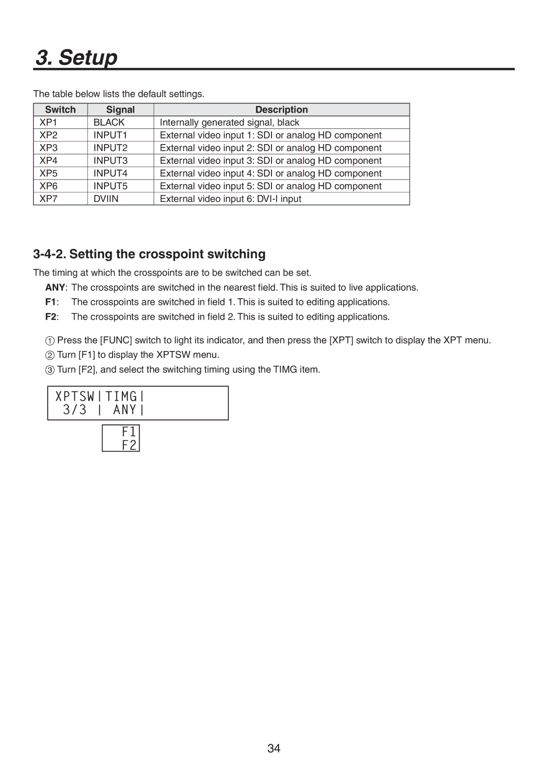 Panasonic AV-HS300G manual 91548 5*.    , Setting the crosspoint switching, Switch Signal Description 