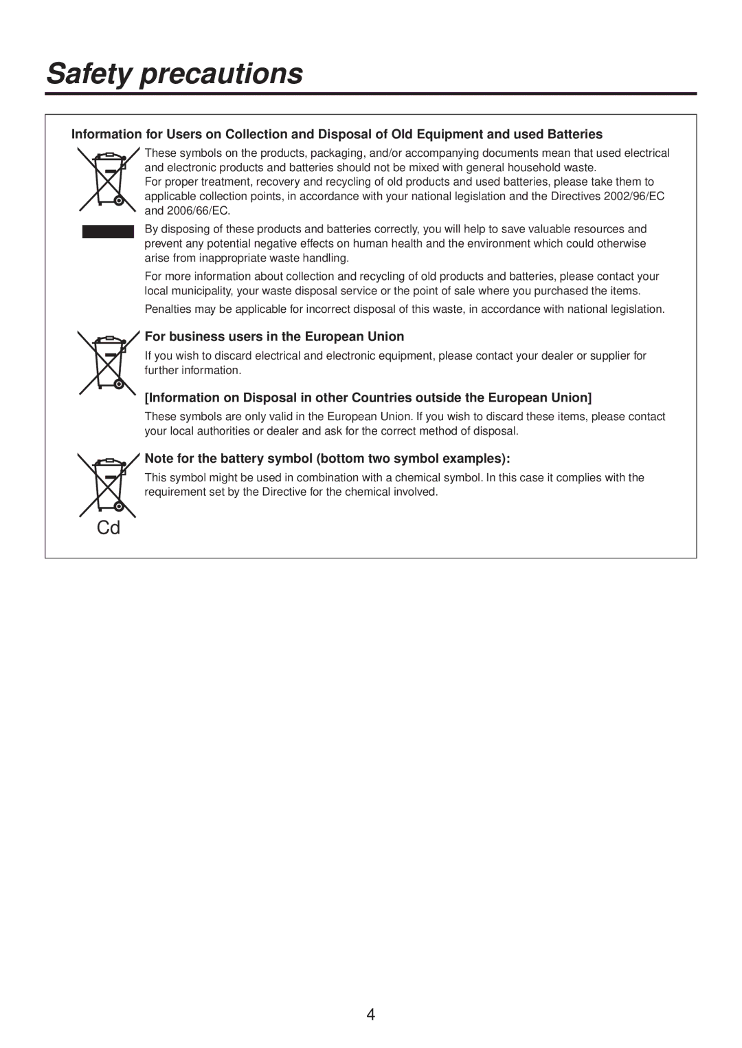 Panasonic AV-HS400AE manual For business users in the European Union 