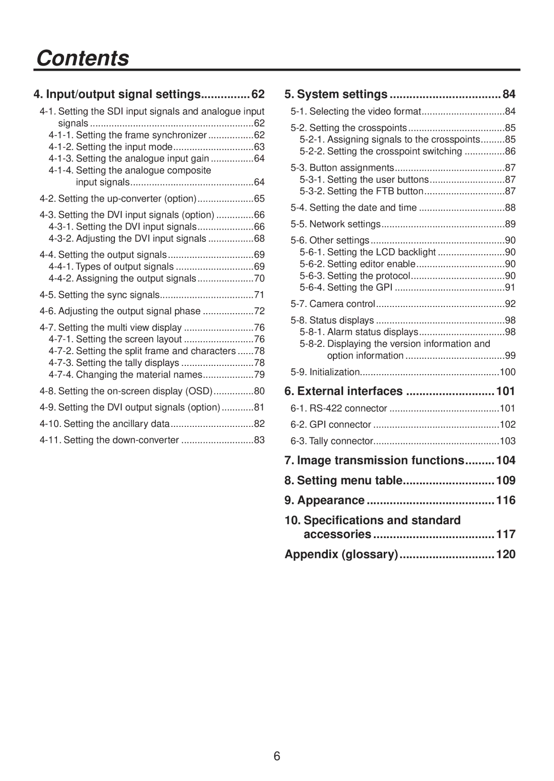 Panasonic AV-HS400AE manual Input/output signal settings, System settings 