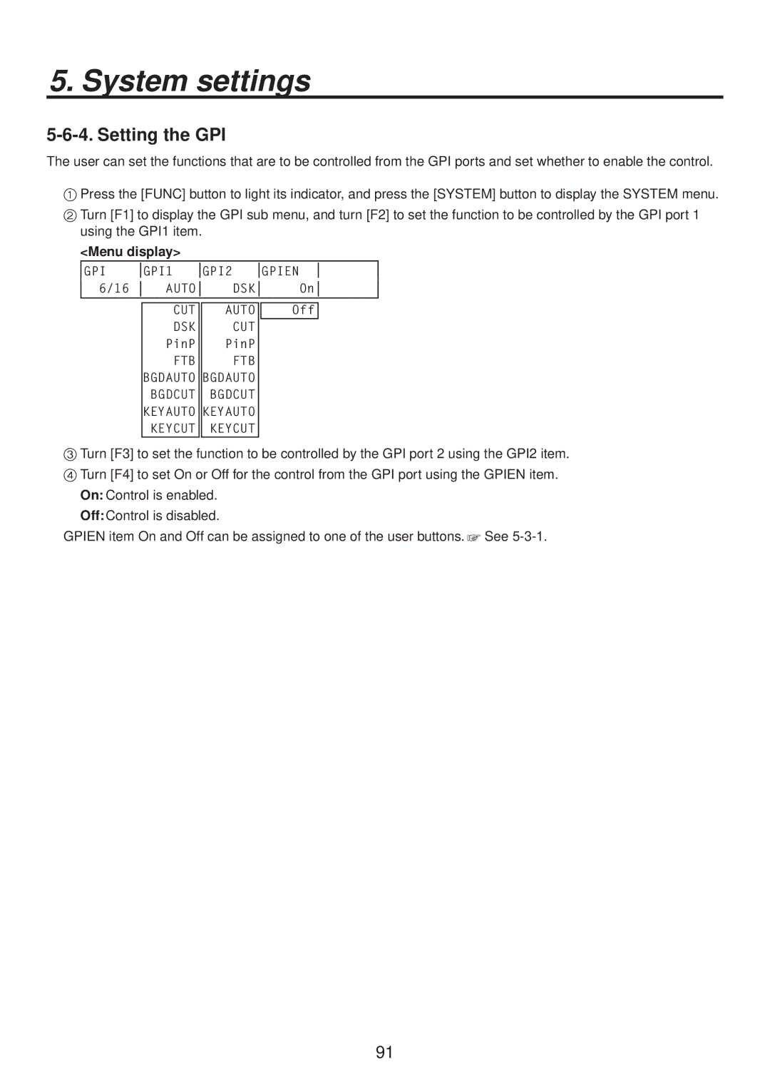 Panasonic AV-HS400AE manual Setting the GPI 