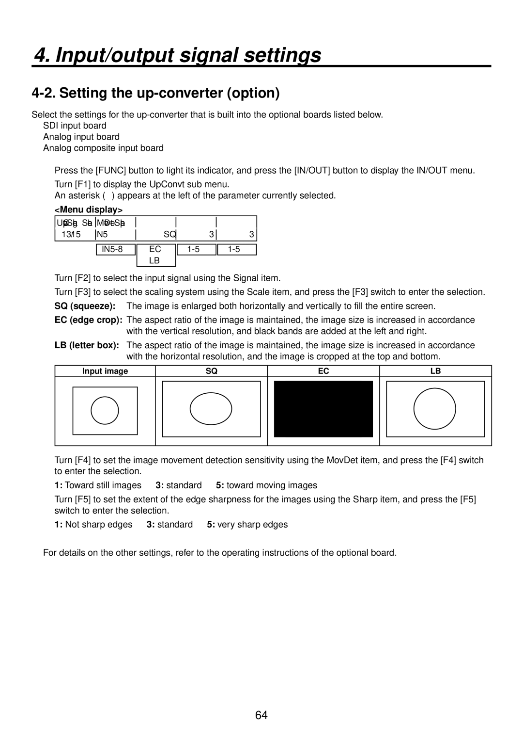 Panasonic AV-HS400AN manual Setting the up-converter option, Input image 