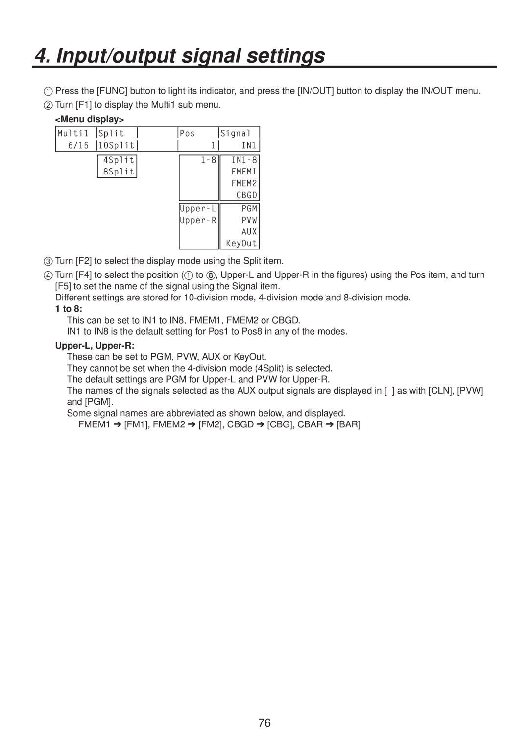 Panasonic AV-HS400AN manual Upper-L, Upper-R, These can be set to PGM, PVW, AUX or KeyOut 