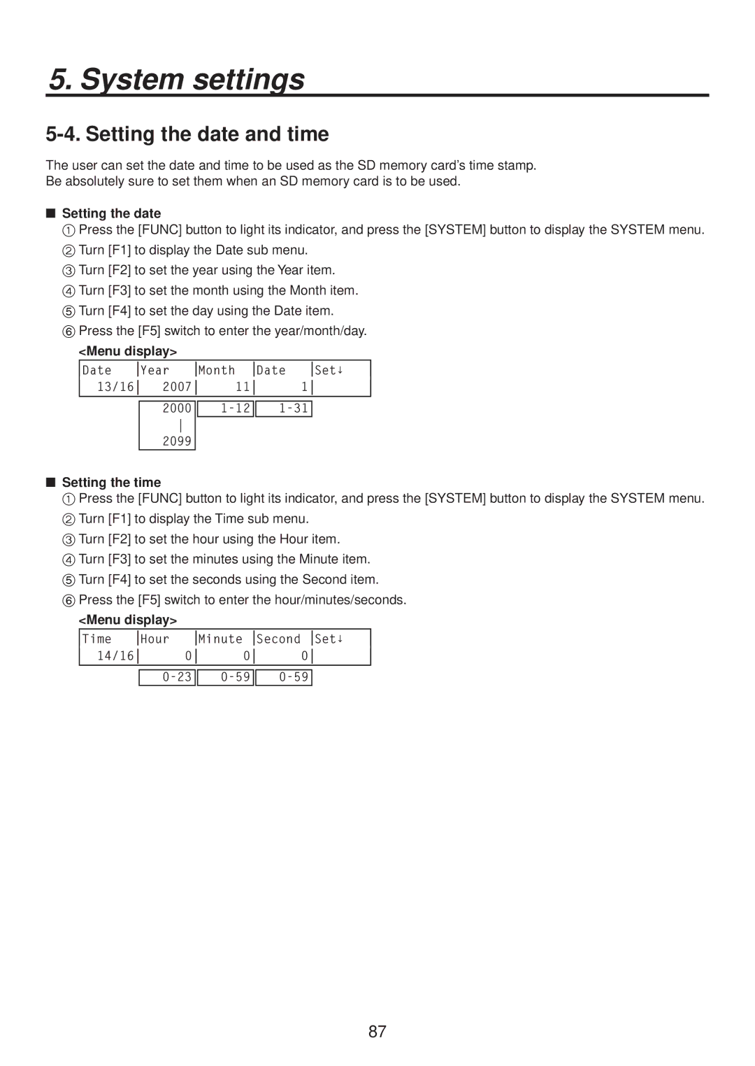 Panasonic AV-HS400AN manual Setting the date and time,  Setting the date,  Setting the time 