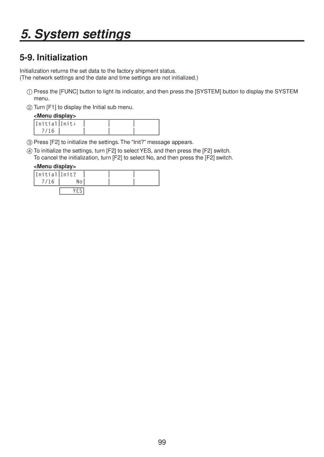 Panasonic AV-HS400AN manual Initialization 