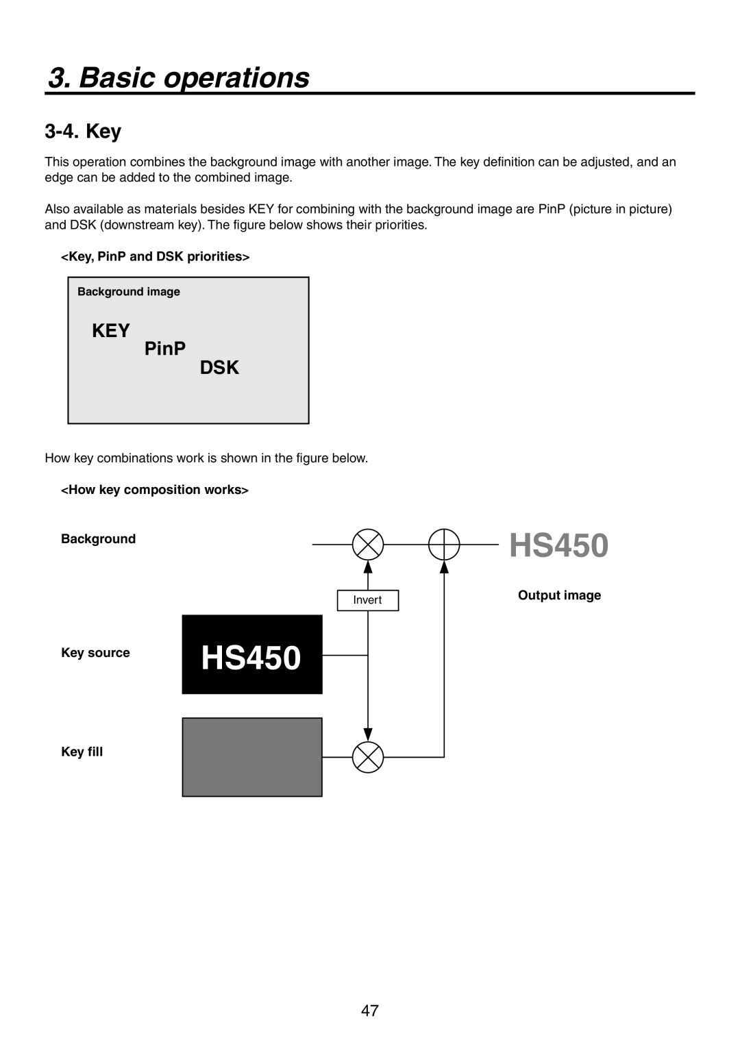 Panasonic AV-HS450N manual Key 