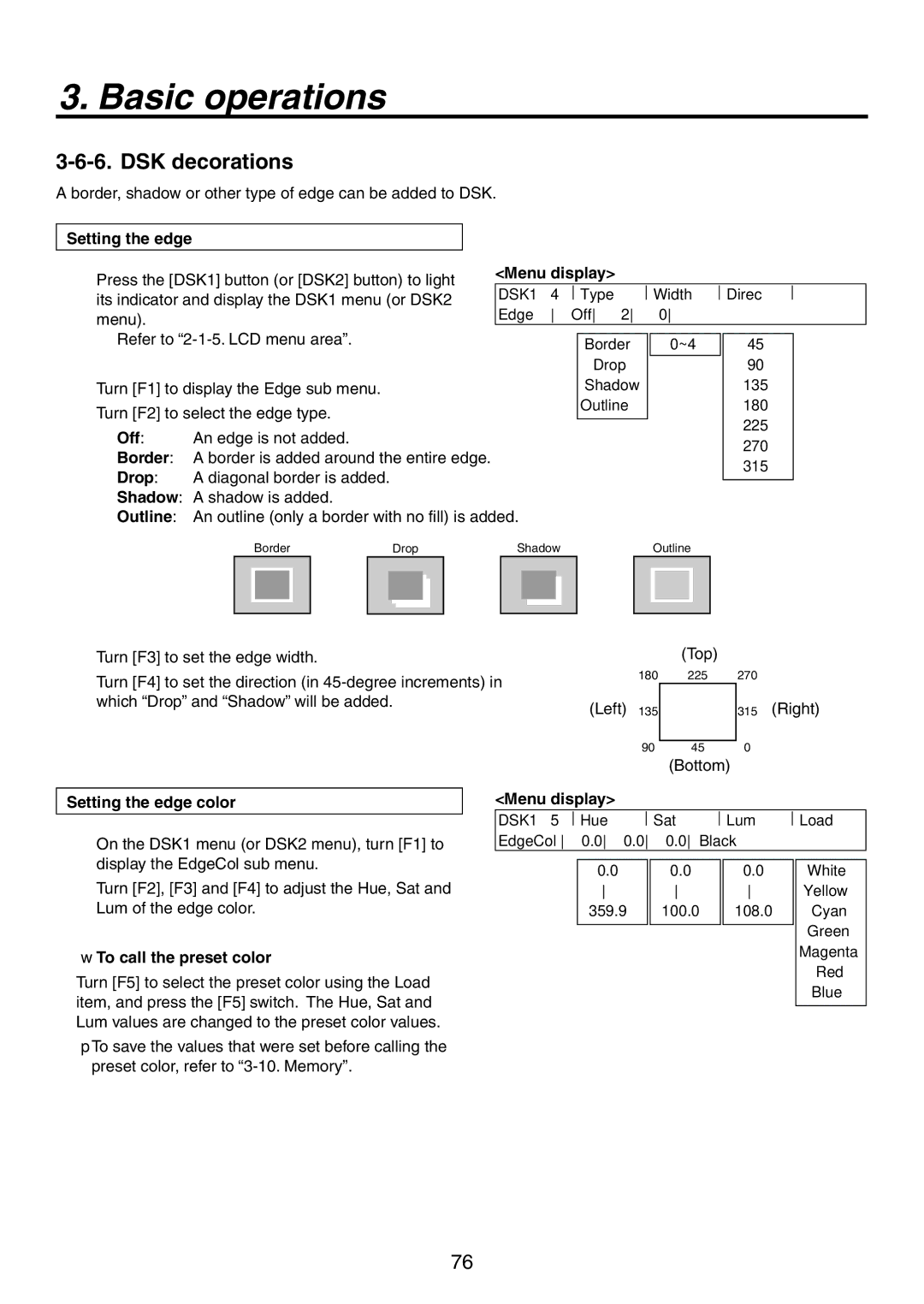 Panasonic AV-HS450N manual DSK decorations 