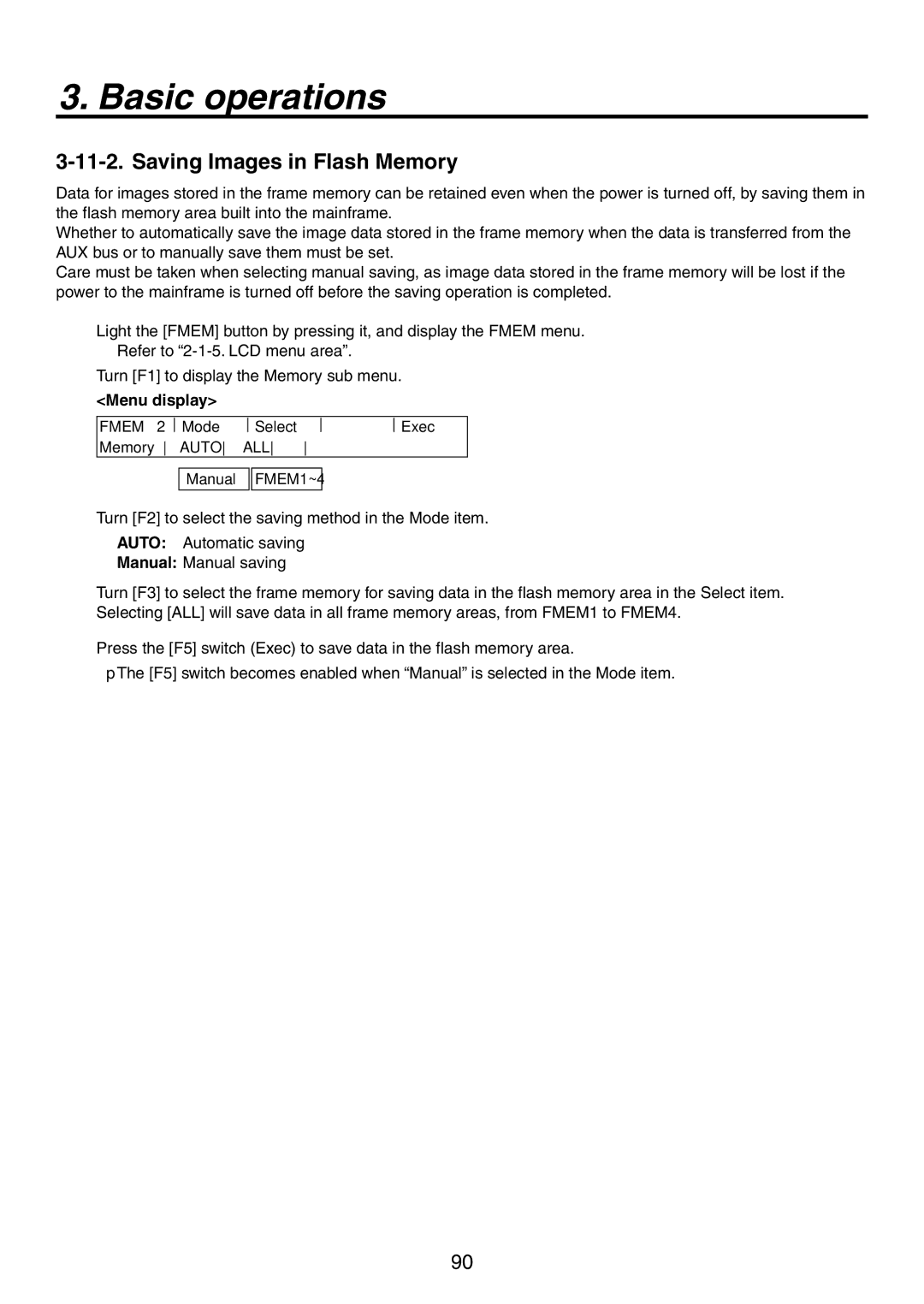 Panasonic AV-HS450N manual Saving Images in Flash Memory 