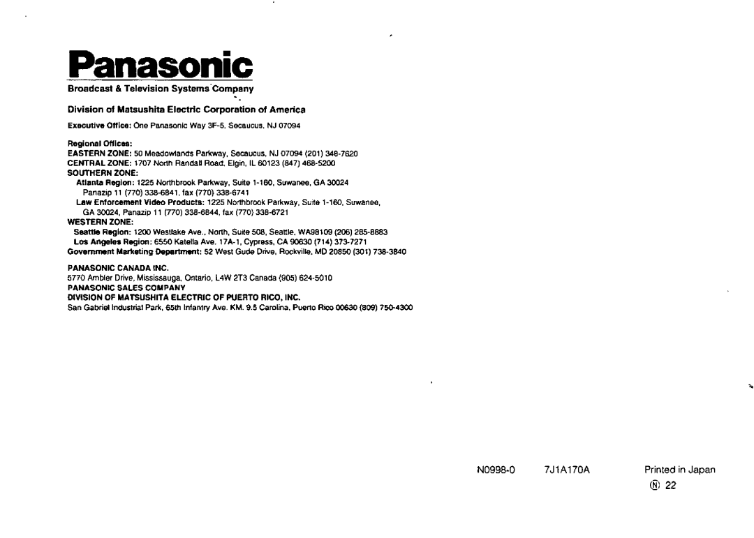 Panasonic AW-E300 manual 