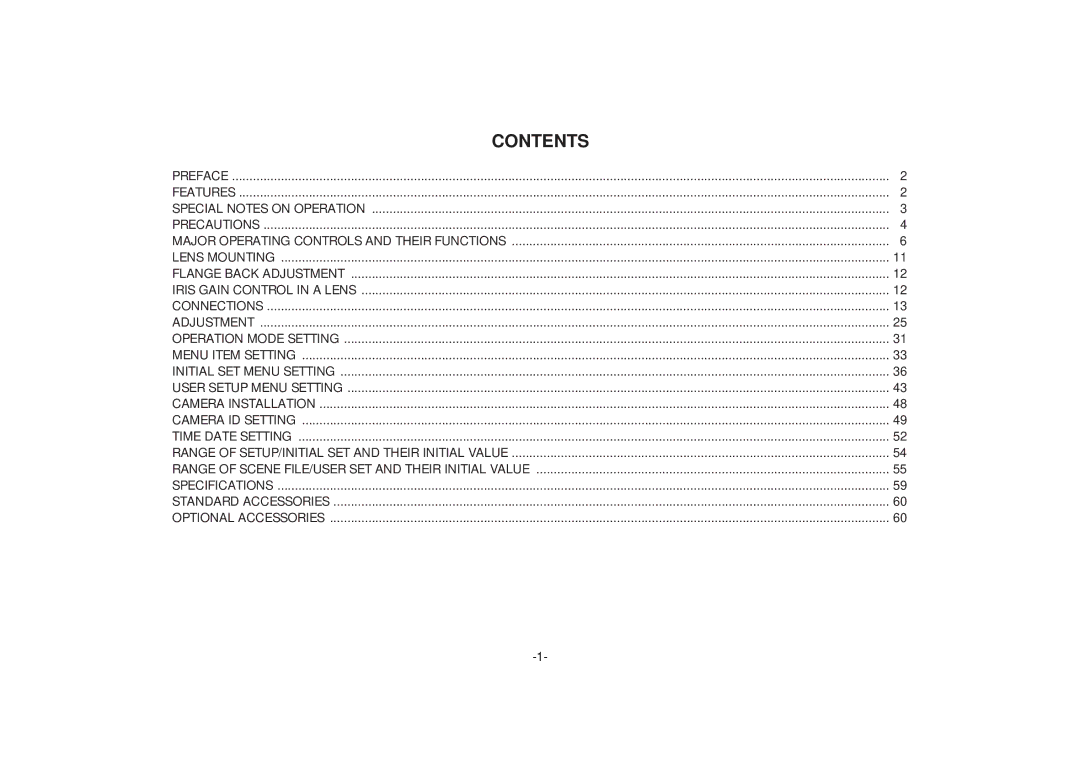 Panasonic AW-E560 manual Contents 