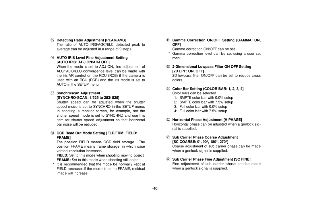 Panasonic AW-E560 manual Auto Iris ADJ ON/ADJ OFF, Frame, Off 