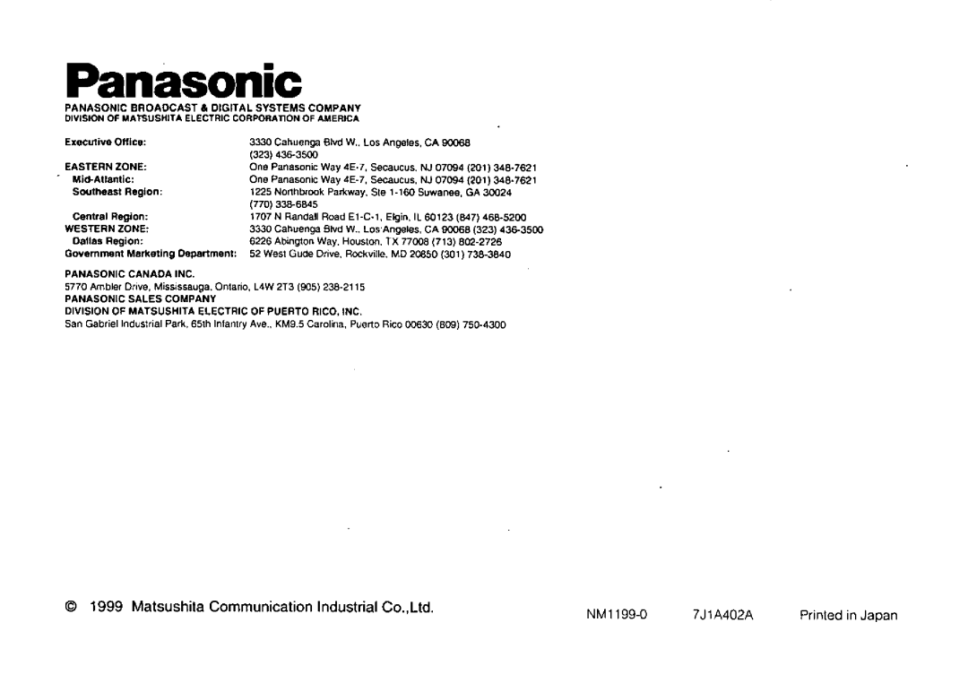 Panasonic AW-E800 manual 