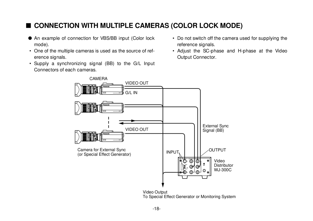 Panasonic AW-E800 manual Connection with Multiple Cameras Color Lock Mode, Signal BB 