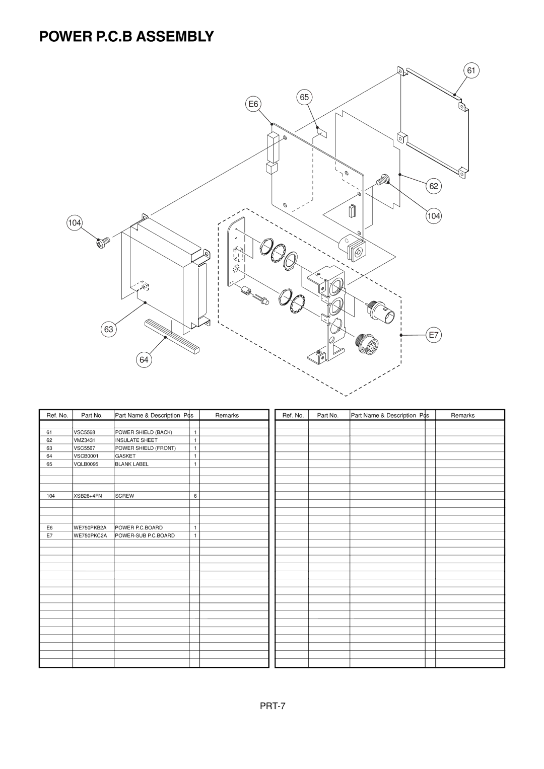 Panasonic AW-E860 manual Power P.C.B Assembly 