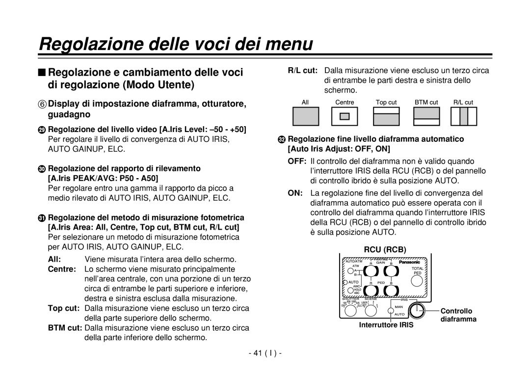 Panasonic AW-E860L manual Display di impostazione diaframma, otturatore, guadagno 