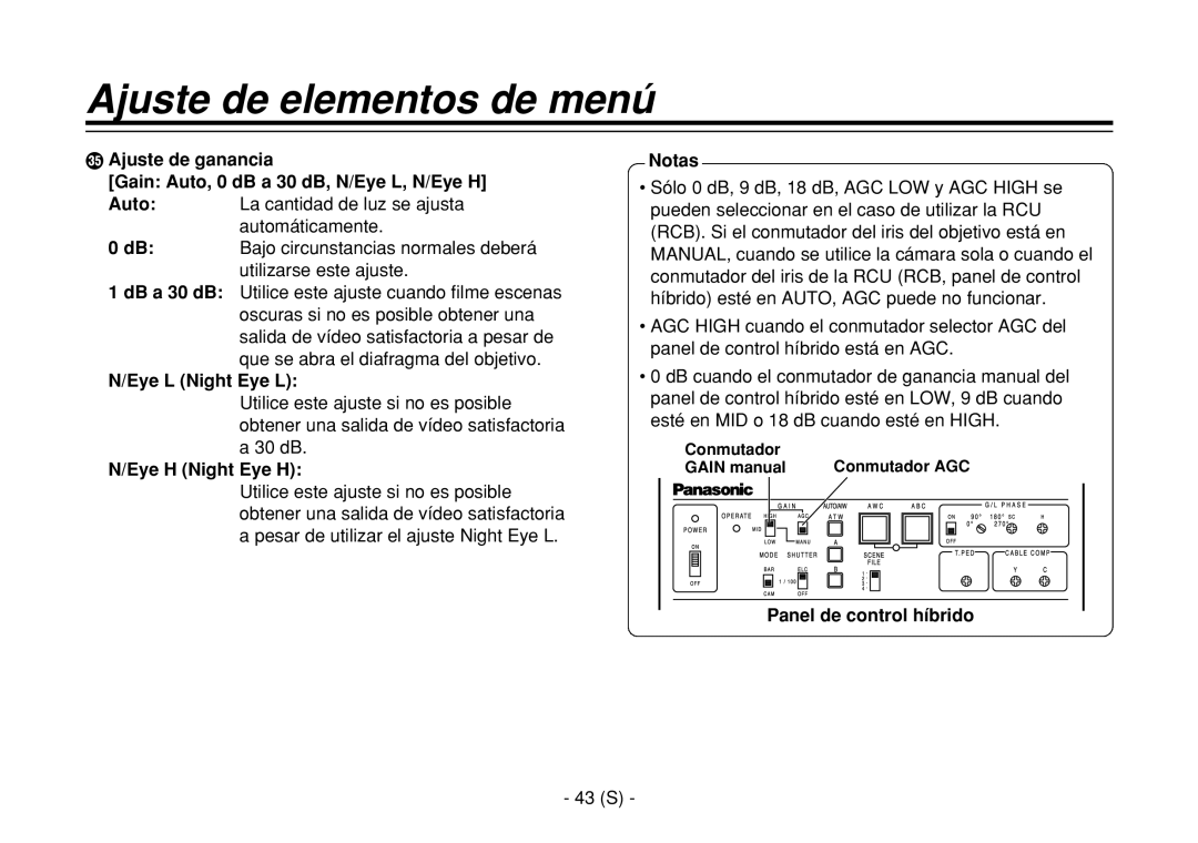 Panasonic AW-E860L 43 S, Gain manual 