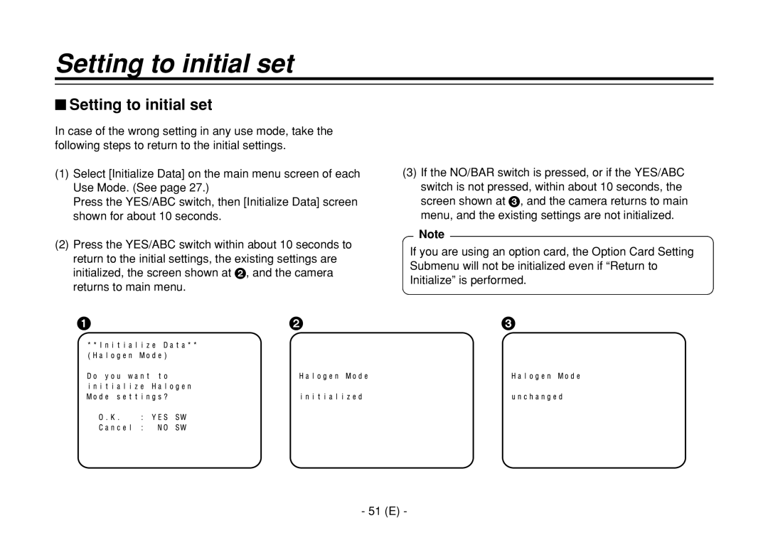 Panasonic AW-E860L manual $ Setting to initial set 