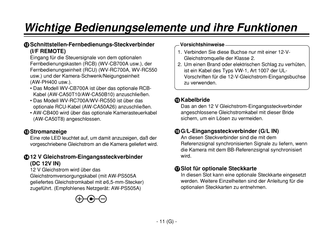 Panasonic AW-E860L manual Schnittstellen-Fernbedienungs-Steckverbinder I/F Remote, = Stromanzeige, ? Kabelbride 