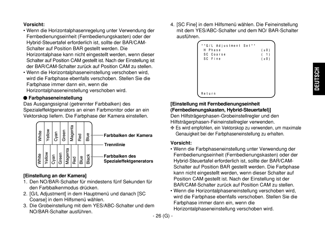 Panasonic AW-E860L manual Farbphaseneinstellung 